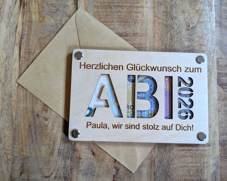 Graduation gift, Class of 2026, Personalized money gift for graduation, Wooden card for money, School graduation card with name image 5