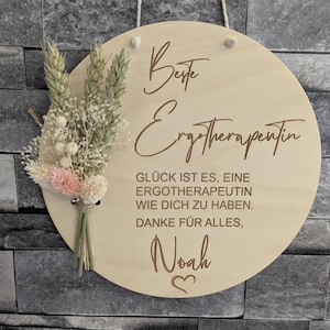 Occupational Therapist Thank You Gift – Personalized Wall Sign / Wooden Sign with Dried Flowers, Thank You Best Occupational Therapist image 1