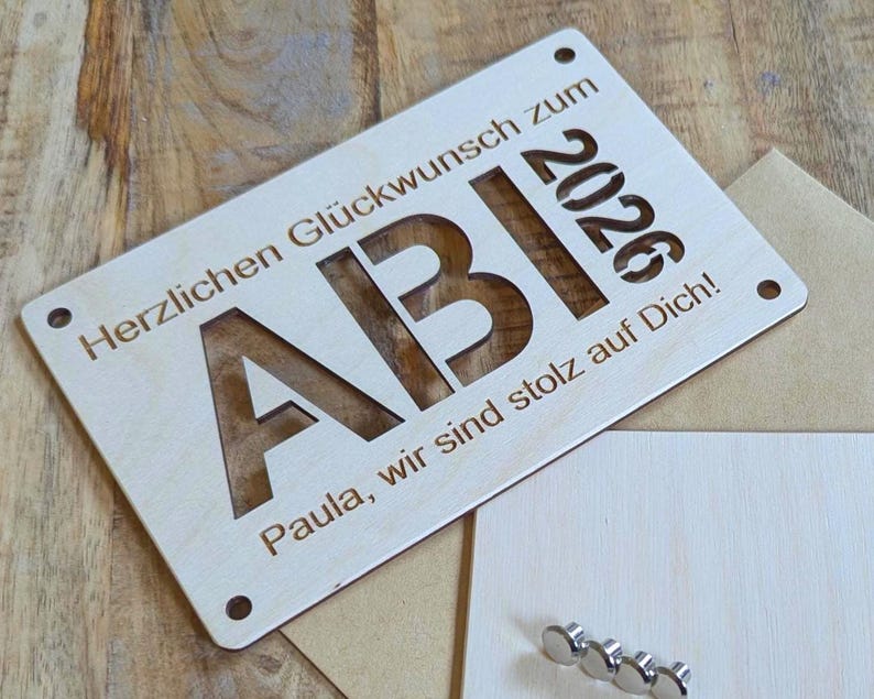 Graduation gift, Class of 2026, Personalized money gift for graduation, Wooden card for money, School graduation card with name image 10