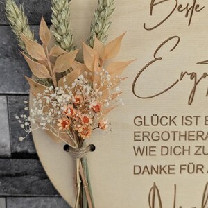Occupational Therapist Thank You Gift – Personalized Wall Sign / Wooden Sign with Dried Flowers, Thank You Best Occupational Therapist Apricot Orange