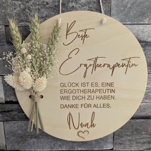 Occupational Therapist Thank You Gift – Personalized Wall Sign / Wooden Sign with Dried Flowers, Thank You Best Occupational Therapist image 3