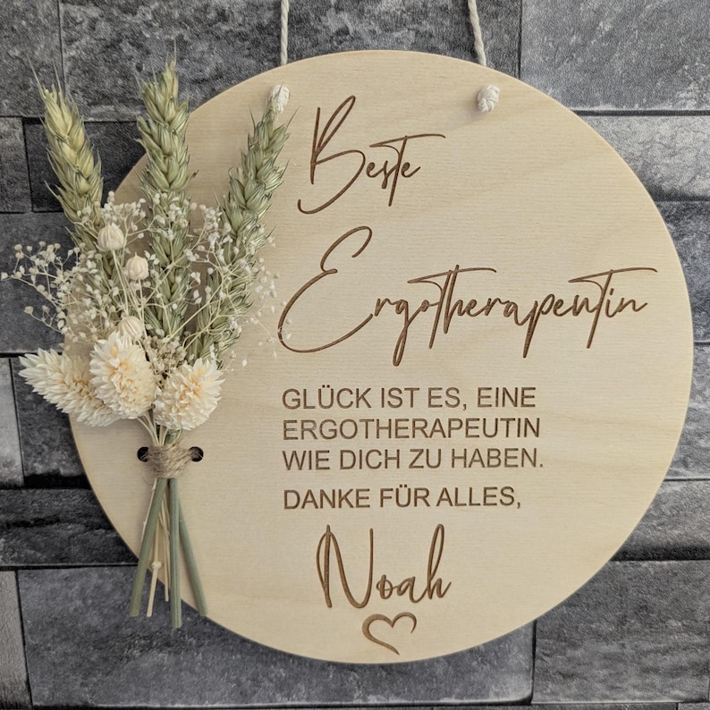 Occupational Therapist Thank You Gift – Personalized Wall Sign / Wooden Sign with Dried Flowers, Thank You Best Occupational Therapist image 3
