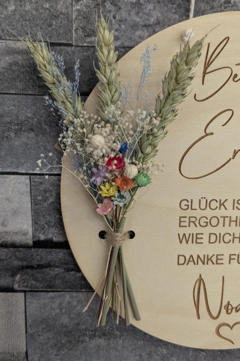Occupational Therapist Thank You Gift – Personalized Wall Sign / Wooden Sign with Dried Flowers, Thank You Best Occupational Therapist Bunt