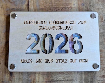 Graduation gift, personalized wooden card, money gift for graduation, money gift card with name, graduation school