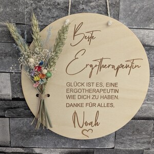 Occupational Therapist Thank You Gift – Personalized Wall Sign / Wooden Sign with Dried Flowers, Thank You Best Occupational Therapist image 4