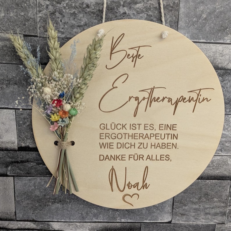 Occupational Therapist Thank You Gift – Personalized Wall Sign / Wooden Sign with Dried Flowers, Thank You Best Occupational Therapist image 4