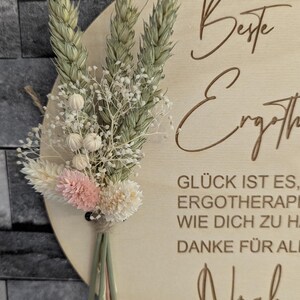 Occupational Therapist Thank You Gift – Personalized Wall Sign / Wooden Sign with Dried Flowers, Thank You Best Occupational Therapist Weiß Rosa