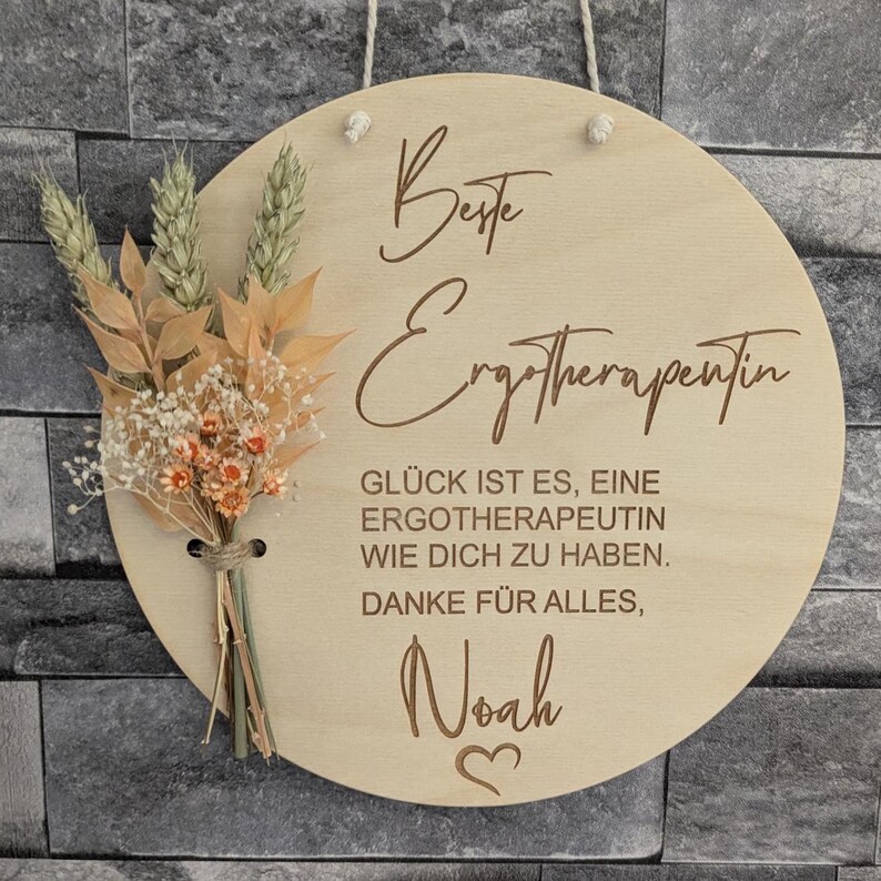 Occupational Therapist Thank You Gift – Personalized Wall Sign / Wooden Sign with Dried Flowers, Thank You Best Occupational Therapist image 5
