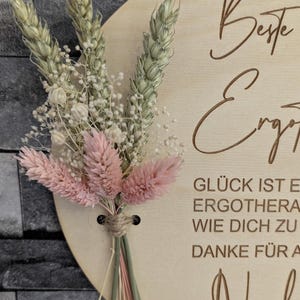Occupational Therapist Thank You Gift – Personalized Wall Sign / Wooden Sign with Dried Flowers, Thank You Best Occupational Therapist Rosa
