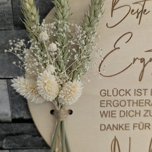 Occupational Therapist Thank You Gift – Personalized Wall Sign / Wooden Sign with Dried Flowers, Thank You Best Occupational Therapist Weiß