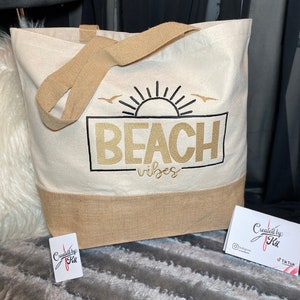 Beach Vibes Oversized Beach Bag - Tote - Beach - Bag - Travel Bag - Holiday - Summer