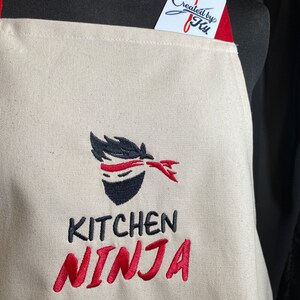 Kids Apron - Kitchen Ninja - Fairtrade - Crafting - Cooking - Natural - Embroidered