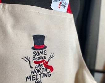 Kids Apron - Some People are Worth Melting For - Fairtrade - Crafting - Cooking - Natural - Embroidered