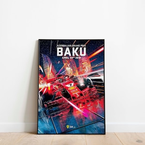 Póster impreso de Fórmula 1 Azerbaiyán Bakú, 29 de abril de 2018