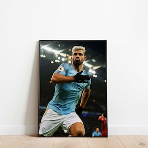Sergio Aguero Manchester City FC Football Poster