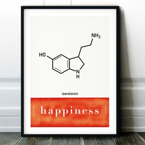 Serotonin Molecule - Chemical Formula - Happiness Print Poster
