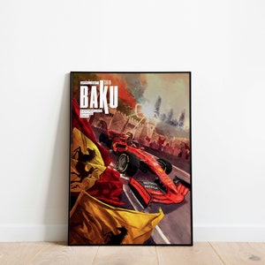 Póster impreso de Fórmula 1 Azerbaiyán Bakú 28 de abril de 2019