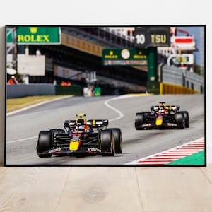 Sergio Perez and Max Verstappen 2022 Barcelona Spain Red Bull Formula 1 Grand Prix Poster