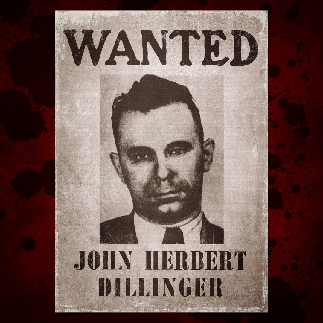 John Dillinger Wanted Poster American Gangster Art Print A4 - Etsy