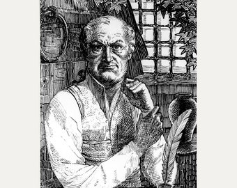 Marquis De Sade, Portrait, Vintage Illustration A4 Size