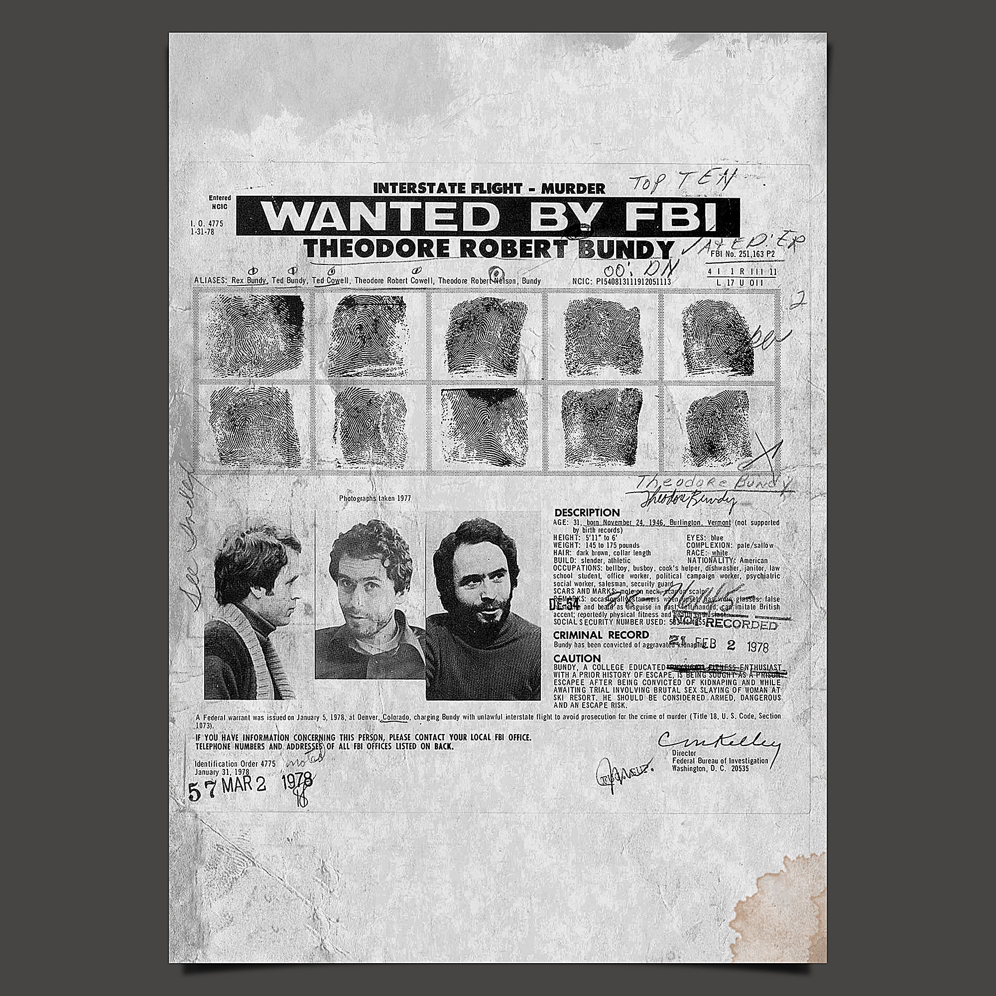 Ted Bundy 1978 Wanted Poster Serial Killer Photo Vintage - Etsy UK