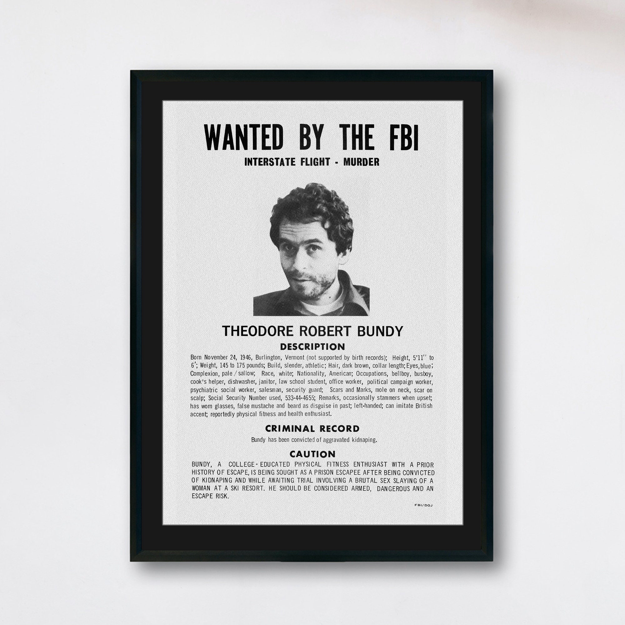 Ted Bundy 1978 Wanted Poster Serial Killer Photo Vintage - Etsy Australia