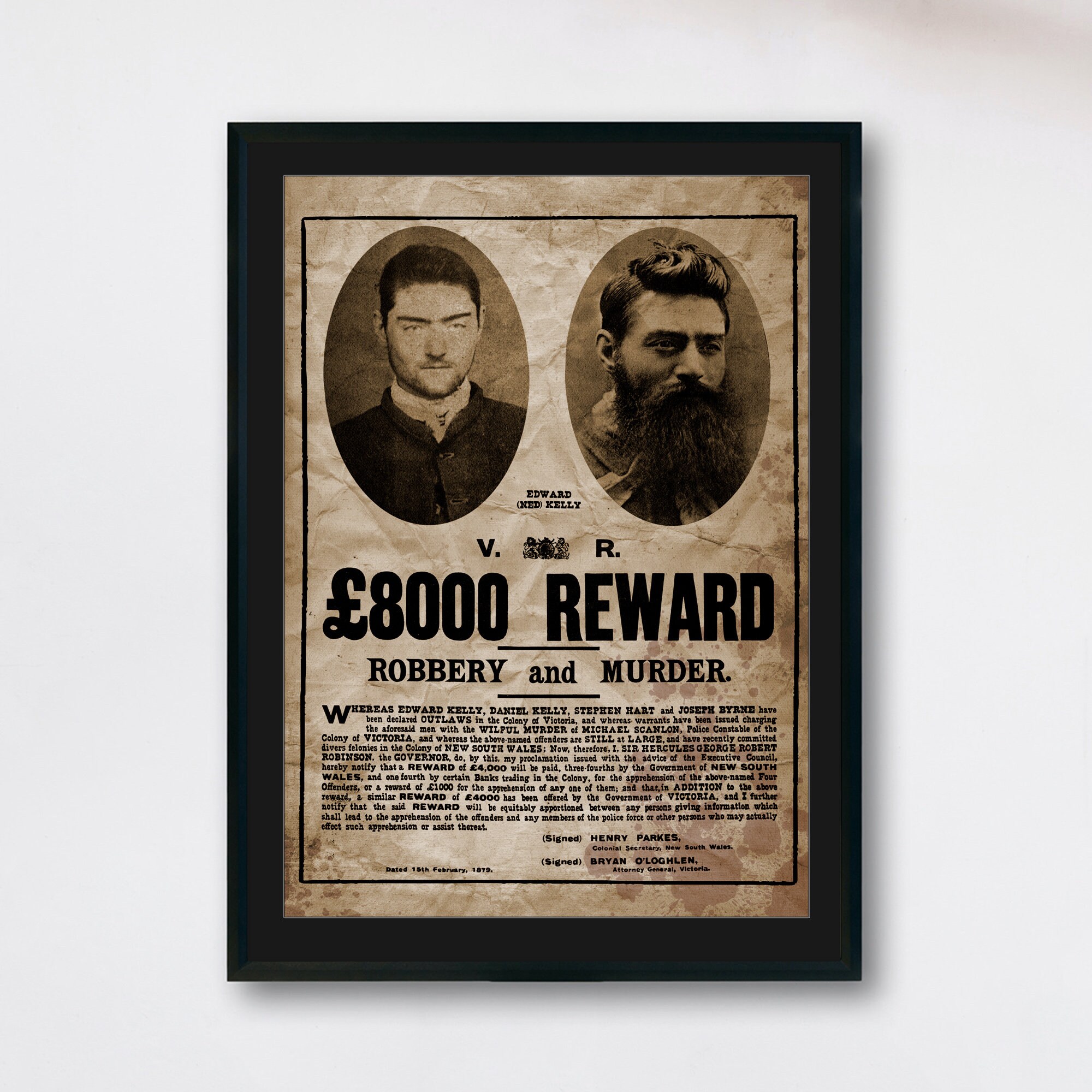 Ned Kelly Wanted Poster, Australian Outlaw Art Print A4 and A3 Size Etsy