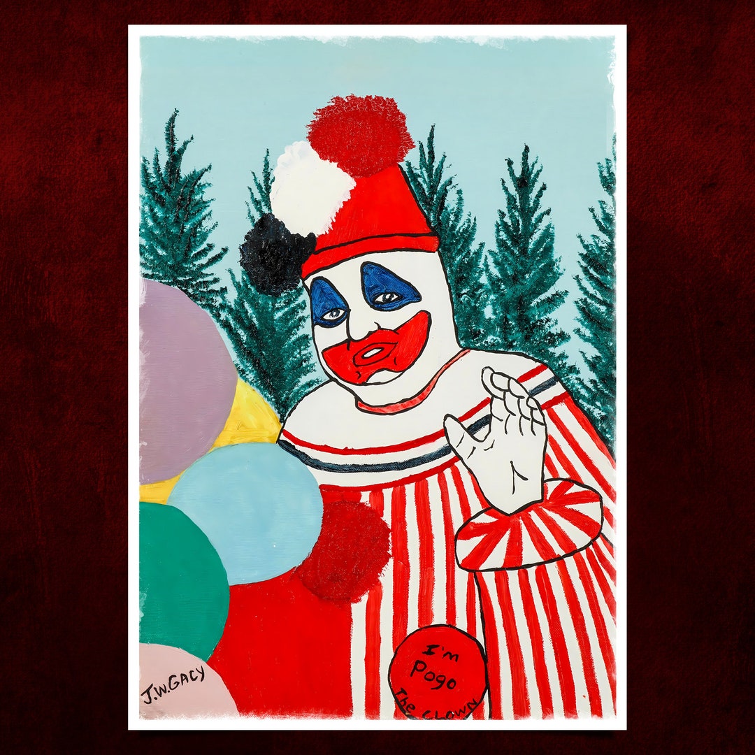 Pogo the Clown Painting, Serial Killer John Wayne Gacy Art Print A4 and