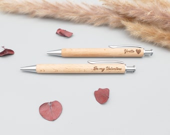 Be my Valentine, personalized ballpoint pen in beech with heart