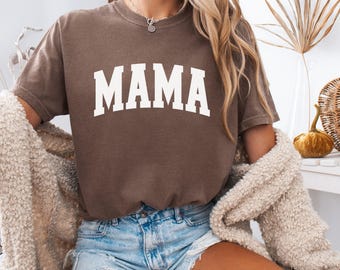 Camisa retro de mamá con colores cómodos, camisa de mamá, regalo del día de la madre, camisa de mamá mamá, para cumpleaños para su baby shower navidad, camisa de nueva mamá,