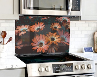 Glass Stove Backsplash Tile. Tempered Glass Panel Wall Art. Stove Cover. 27 x 43 inches ( 70 x 110 cm)