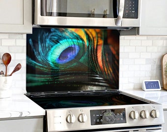 Glass Stove Backsplash Tile. Tempered Glass Panel Wall Art. Stove Cover. 27 x 43 inches ( 70 x 110 cm)