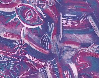 JUNIO Pintura abstracta de puesta de sol Descarga digital - Mallorca, España Arte mural vibrante, Impresión de verano mediterráneo