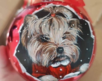 Dog Portrait Custom Hand Painted Pet Portrait Bauble Yorkshire