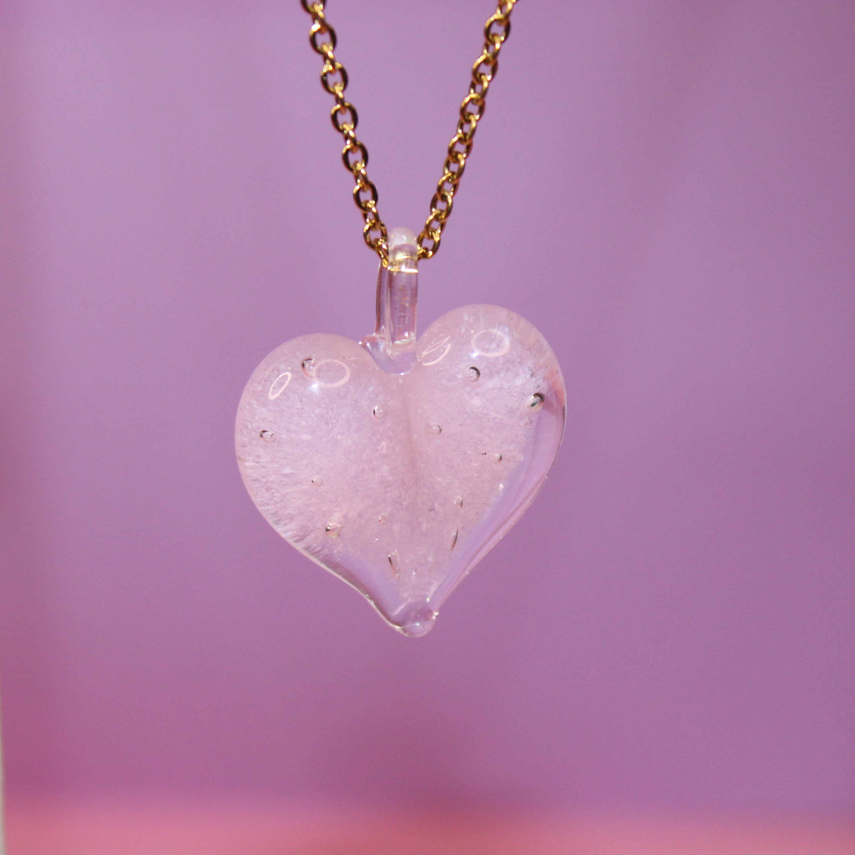 Glass Heart Necklace, Pink Heart Pendant, Y2K Jewelry - Etsy