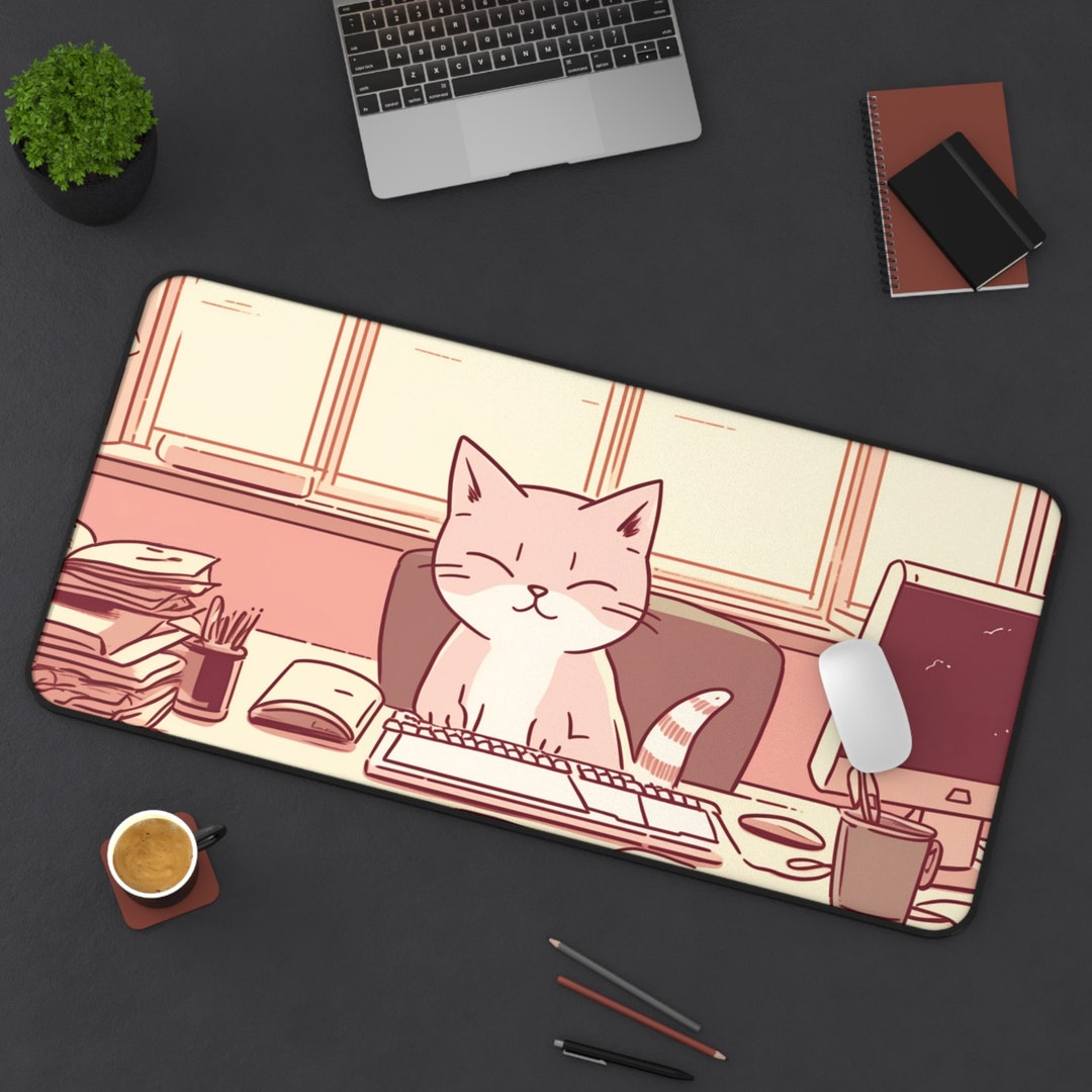 Kawaii Office Desk Mat - Adorned with Cute Cat Designs