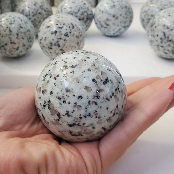 Natural Kiwi Jasper Crystal Sphere Ball. Beautiful detail