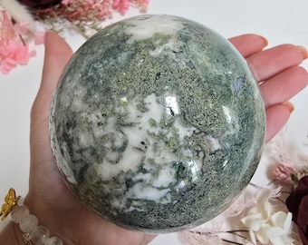 Large 92mm Moss Agate Crystal Sphere (t8)
