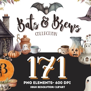 Farmhouse Halloween Clipart Bundle - Cute Autumn Decor PNGs - Rustic Fall Pumpkins & Ghosts - Spooky Season Digital Download