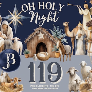 Aquarela Natividade Natal Clipart PNG Set Collection