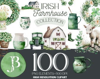 Ierse boerderij St. Patrick's Day Clipart Collection - Instant Download PNG Clipart - aquarel