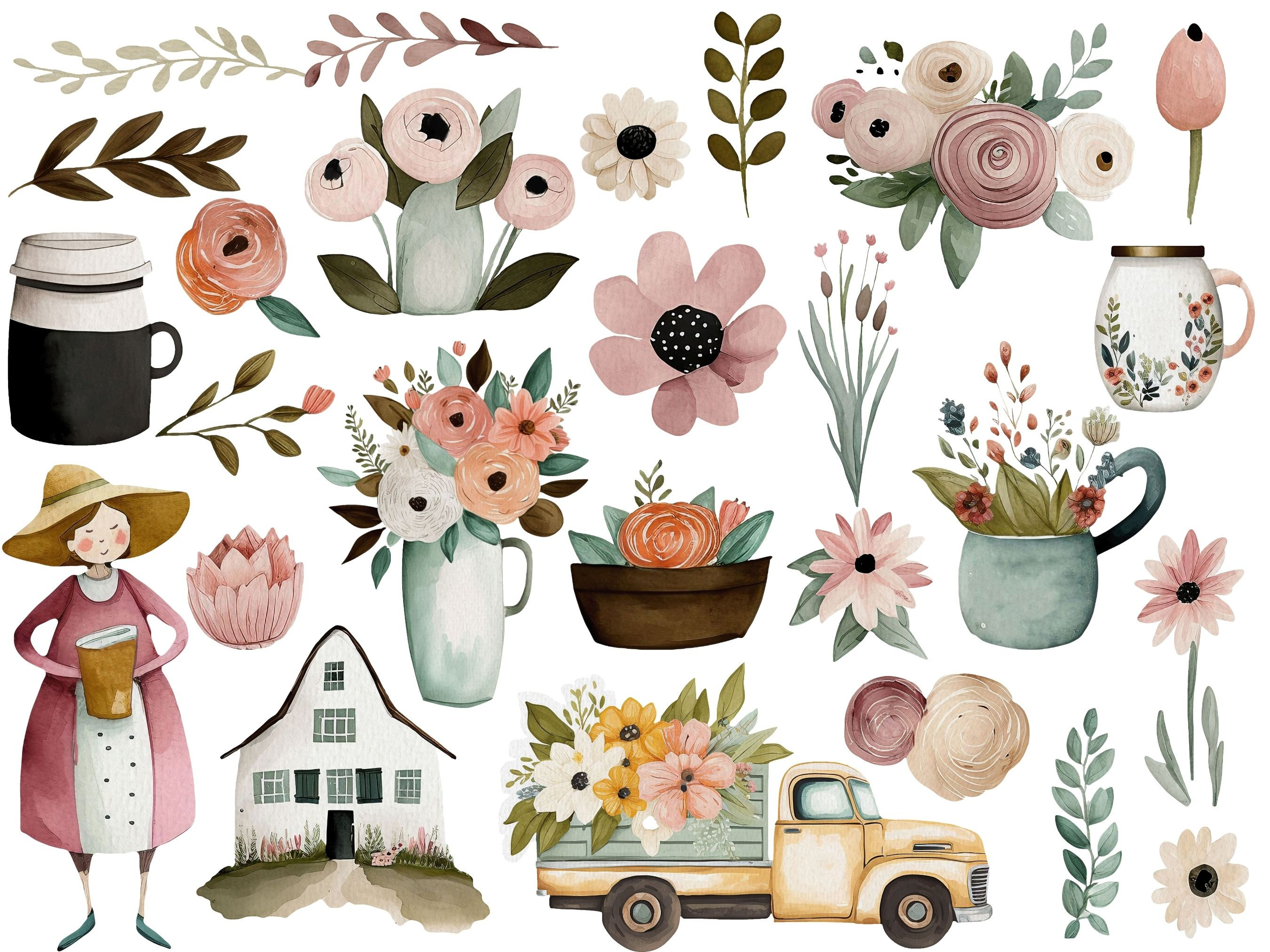 Watercolor Floral Mother's Day Clipart - Flowers for Mom Collection ...