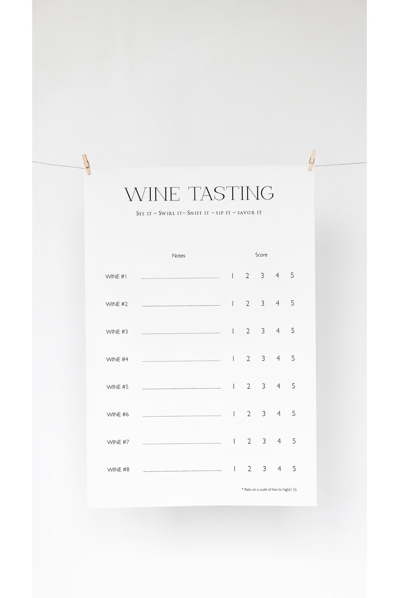 Printable Wine Tasting Scorecard, A4/letter Size (PDF) - Etsy
