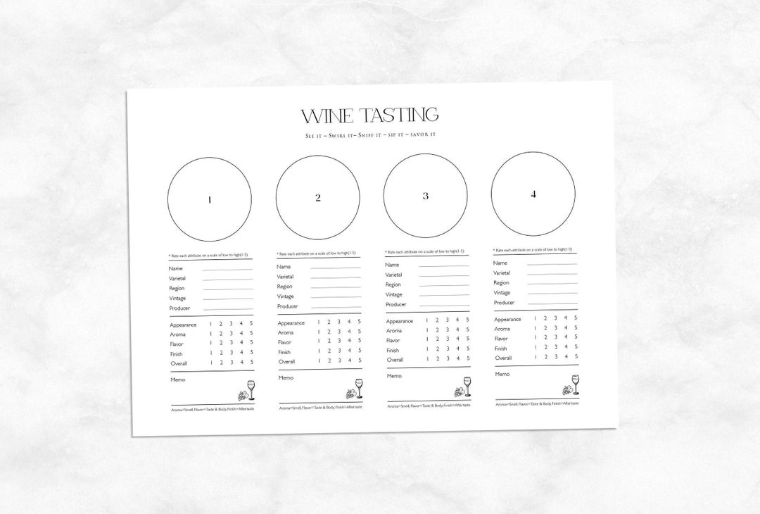 Wine Tasting Note, Wine Scorecard,wine Tasting, Wine Tasting Mat, Wine