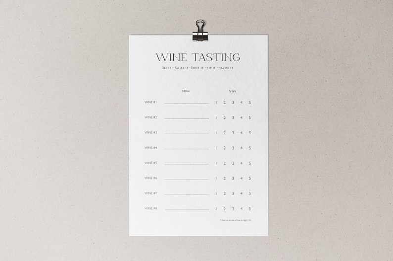 Printable Wine Tasting Scorecard, A4/letter Size (PDF) - Etsy
