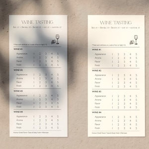 Wine Tasting note, Wine Scorecard,Wine Tasting, Wine tasting mat, Wine Scoring, Wine Sheets, Wine Printable note, A4 size/Letter size