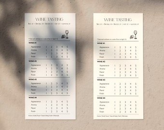 Printable Wine Tasting Scorecard, Wine Evaluation Sheets (A4/Letter)