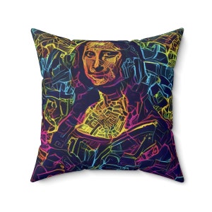 Nicholas Cage as the Mona Lisa Spun Polyester Square Pillow Etsy