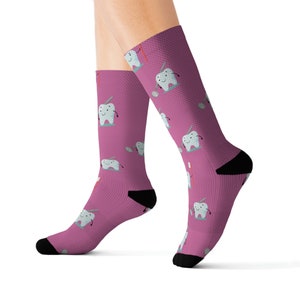 Funny Pink Dental Hygienist Crew Socks, dental school gift, dental hygiene school gift, dental assistant school gift, dental graduation gift