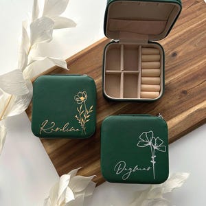 Schmuckkästchen Personalisiert | Geburtsblume | Schmuckschatulle | Geschenk | Individuell | Geburtstag | Aufbewahrung | Organizer | Hochzeit